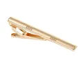 Polished golden tie clip for men with minimalist triple horizontal groove patterns - Gold Horizontal Stripes (T1080-GO)