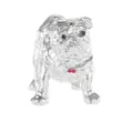 Broche bouledogue en métal argenté avec collier en strass rouges et détails réalistes - Bulldog-Silver