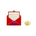 Spilla smaltata con design lettera di ammissione rossa e bianca e chiusura a farfalla dorata - Stile Avviso Ammissione (C2652-2)