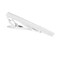 Silver metal tie clip with diamond grid texture and spring clasp on white background - T1088-si