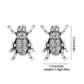 Detailed size chart for vintage silver beetle cufflinks showing 2.2cm height and 1.7cm width - Oxidized Silver - Stag Beetle Style (B1470-1)