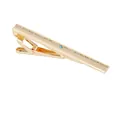 Elegant gold tie clip with blue rhinestone and textured finish for men's business suits - Gold Blue Rhinestone (T1090-GO)