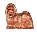 Broche en métal pour chien à poils longs, finition cuivre et nœud en pierre blanche - C2746-45