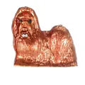 Broche chien Shih Tzu en cuivre antique avec strass et texture de fourrure détaillée - Shih Tzu Style-Red Copper