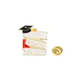 Enamel graduation cap pin with red book and Happy Graduation You Did It gold text - Graduation Oath Style (C2641-1)
