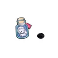Süße weiße Katze in blauer Flasche Emaille-Pin mit rosa Anhänger und Gummikupplung - Korken Flasche Katze(C2642-2)