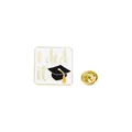 Square enamel graduation pin badge with 'I did it' text and black mortarboard - Square I Did It Style (C2641-2)