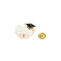 Congrats Grad enamel pin featuring a black graduation cap and scroll on white background - Congrats Grad Shield Style (C2641-4)