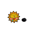 Cartoon enamel sun pin with sunglasses and tongue out in bright orange and yellow - Cartoon Sun (CZ0481-1)