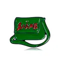 Vintage green messenger bag brooch with red star and 'Serve the People' slogan - Vintage Messenger Bag Style (C2640-2)
