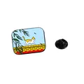 Pin de esmalte con gato naranja en un tejado tradicional chino y cierre de mariposa - Gato en la Cumbrera del Techo (C2648-3)