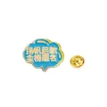 Blue and yellow enamel lapel pin with motivational Chinese characters and golden clutch - Blue Cloud Sailing Success Style (C2656-4)