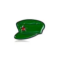 Vintage style dark green military hat enamel brooch with red star icon badge - Army Cap Style (C2640-4)