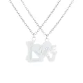 Minimalist silver heart couple necklaces with Forever Love engraving and puzzle pendants - Silver Heart Puzzle Style (A3311-1)
