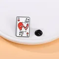Emaille pokerpin met katten Harten Vrouw van witte en rode zinklegering afwerking - Kat Harten Q(C2673-2)