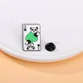Emaille panda poker Aas Schoppen speld met groen hart en metalen vlinder sluiting - Panda Schoppen A(C2673-4)