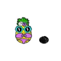 Broche en émail ananas de dessin animé avec lunettes de soleil et bikini sur blanc - Style Bikini et Lunettes de Soleil Éclair(C2674-4)