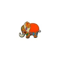 Cartoon elephant enamel brooch pin with colorful ethnic patterns and orange finish - Orange Elephant (C2690-2)