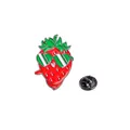 Insigne fraise mignonne en émail avec lunettes de soleil vertes et fermoir papillon - Forme de fraise