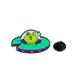 Pin de esmalte de rana de dibujos animados en OVNI con cierre de goma negro - Estilo Rana OVNI (C2682-2)