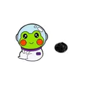 Broche de esmalte de rana astronauta con traje espacial blanco y cierre de goma - Estilo Rana Astronauta (C2682-3)