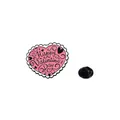 Épinglette en émail rose en forme de cœur avec texte Happy Valentine's Day et fermoir - Coeur Texte de Fête Rose (C13-2-296)