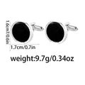 Boutons de manchette en argent poli avec incrustation de pierre noire pour hommes - Noir (B1274)