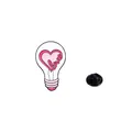Pin's émaillé ampoule avec cœur rose et texte Love écrit à la main sur fond blanc - Ampoule Coeur Créative (C13-2-297)
