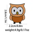 Detail view of cartoon owl enamel pin showing size dimensions of 2.8cm by 2.2cm - Orange Owl Style (C2822-1)