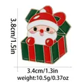 Dettagli dimensionali della spilla in smalto con Babbo Natale in confezione regalo - Babbo Natale in scatola regalo verde (BXT0002-13)