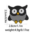 Detailed view of enamel owl brooch with size dimensions 2.8cm width and 2.5cm height - Black Gray Owl Style (C2822-3)