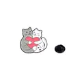 Spilla in smalto carina con due gatti che si abbracciano e un cuoricino rosa - Stile Gatto (C2702-2)