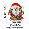 Detail showing Santa Claus enamel pin dimensions of 3.9cm height and 3.1cm width - Santa With Wreath (BXT0002-3)