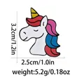 Detailed size chart of the colorful unicorn enamel pin showing dimensions and weight - Unicorn Style (C2822-12)