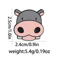 Macro view of cartoon hippo enamel pin with specific height and width measurements - Hippo Style (C2822-4)