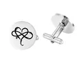 Polished silver stainless steel round cufflinks with black Infinity Heart design - Infinity Heart Symbol (GB0002-2)