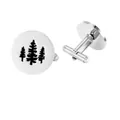Gemelli da uomo in acciaio inox con design pini neri e chiusura a scatto a forma di T - Silhouette di Tre Pini (GB0002-6)