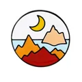 Imán de nevera redondo con diseño de esmalte de sol, montañas y árboles - Estilo Puesta De Sol Abstracta (BXT0001-5)