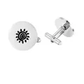 Gemelli da polso da uomo in acciaio inossidabile con design a spirale solare nera - Motivo Spirale del Sole (GB0002-11)