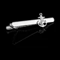 Polished silver men's tie clip with a 3D anchor pendant for a nautical business style - Anchor Style Tie Clip (T1104)