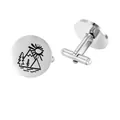 Gemelli in acciaio inossidabile argento con design minimalista di paesaggio montano - Schizzo di Paesaggio Naturale (GB0002-12)