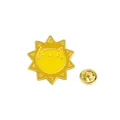 Niedliche goldene Sonnen-Emaille-Nadel mit Katzengesicht und Metall-Schmetterlingsverschluss - Gelb(C2847)