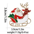 Spilla smaltata slitta di Babbo Natale dimensioni 3,8x3,9cm peso 11,9g su sfondo bianco - Babbo Natale sulla slitta (BXT0002-6)