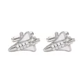 Elegante silber-weiße Space Shuttle Manschettenknöpfe für Herren aus polierter Legierung - Emaille Space Shuttle Manschettenknöpfe (B1484-1)