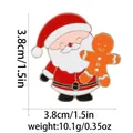 Spilla smaltata Babbo Natale con omino di pan di zenzero e misure dettagliate - Stile cuore di Babbo Natale (BXT0002-11)