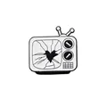 Pin de esmalte de televisión retro con un diseño de corazón en pantalla rota negra y blanca - Estilo de Televisión Corazón Roto (C2867-3)