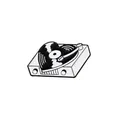 Pin esmaltado de tocadiscos vintage con un disco en forma de corazón blanco y negro - Estilo de Tocadiscos de Corazón (C2867-4)