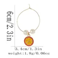 Golden alloy ring earring with lemon slice pendant and pearls, 6cm height and 3.4cm width - Lemon Slice