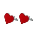 Minimalist red heart cufflinks with silver base for men's dress shirt decoration - Red