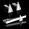 Poliertes Manschettenknopf- und Krawattennadel-Set im Papierflieger-Design für Herren - Papierflugzeug-Stil Set (AD2545)